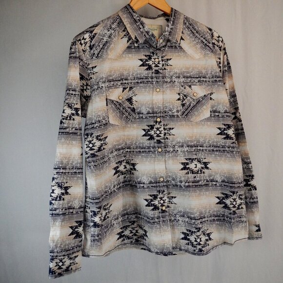 Panhandle Rough Stock Tops - Panhandle Rough Stock Western Pearl Snap Southwestern Western Aztec Shirt Large